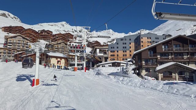 Val Thorens, 3 Valleys ski resort, France. View from chairlift