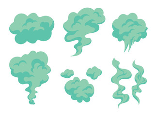 Obraz premium Green potion gas, chemical clouds, toxic smoke set