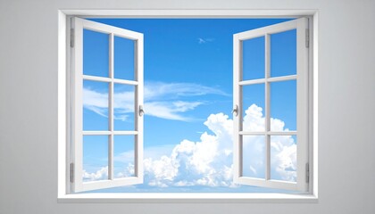 Offenes Fenster mit blauem Himmel