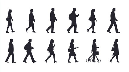 Fototapeta premium People vector icons in various activities such as talking, walking, and working.