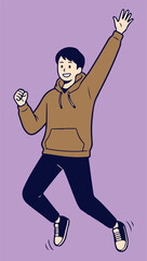 boy with hoodie working action illustration