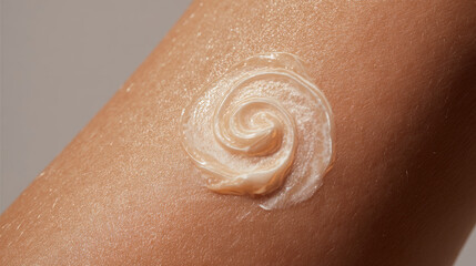 Fototapeta premium Sunscreen swirl on skin, protecting from pigmentation and sun damage