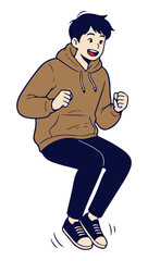 boy with hoodie working action illustration