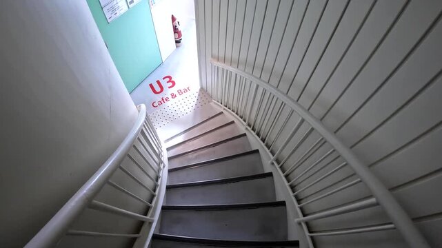 Descending the Spiral Staircase Inside Kobe Port Tower from Observation Deck, Kobe City Hyogo Japan