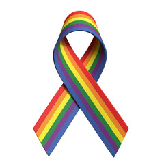 3D Realistic Rainbow Pride Awareness Ribbon