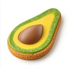 Clay icon avocado slice fruit, isolated white