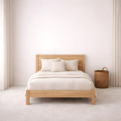 Fototapeta premium Blank White Bedroom Interior Scenes with Soft Natural Light