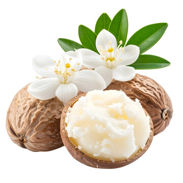 Shea butter Vitellaria paradoxa on white or transparent background