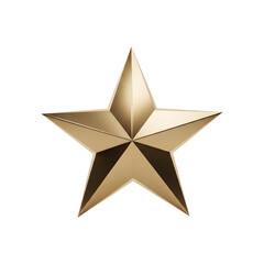 Obraz premium Golden five pointed star symbol on background with reflections graphic design isolated on a transparent background