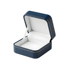 Open Blue and Gold Jewelry Box with White Interior on graphic design isolated on a transparent background