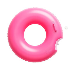 Pink Inflatable Swim Ring with Bite Mark Isolated on graphic design isolated on a transparent background