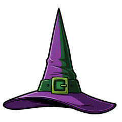 Purple And Green Witch Hat With Buckle On Background graphic design isolated on a transparent background