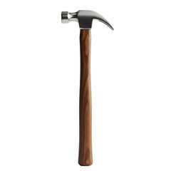 Polished Metal Claw Hammer with Wooden Handle on Background tool carpentry isolated on a transparent background