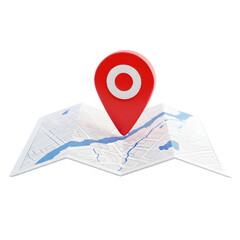Red Map Pin On Folded Paper Map On Background image graphic isolated on a transparent background