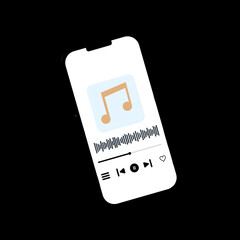 Smartphone Music Player App Mockup with Audio Waveform on Dark Background