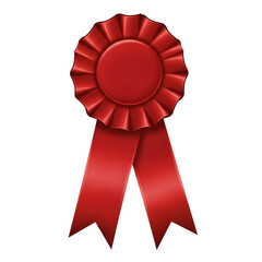 Red Ribbon Award Rosette On Background (65 isolated on a transparent background
