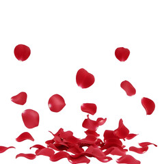Red Rose Petals Falling and Scattered on Background scattering flower isolated on a transparent background