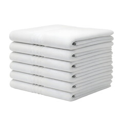 Stack Of Six White Folded Towels On clean isolated on a transparent background