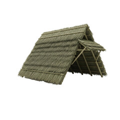 Thatched Roof Structure With Open Sides And Wooden Frame (37) image isolated on a transparent background