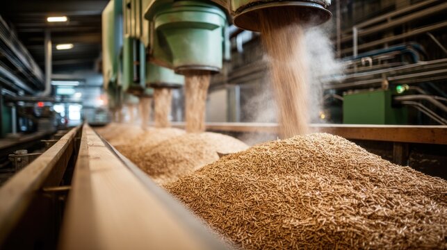Production line extruding biomass pellets