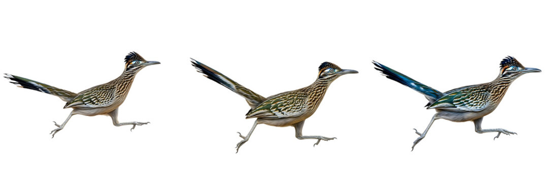 the set of the high quality Greater Roadrunner isolated on white background stock image [PNG file]..