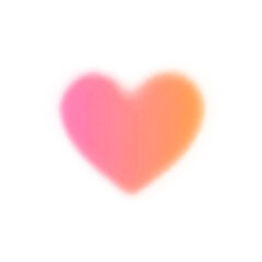 Fototapeta premium Gradient pink and orange heart shape with soft blurred edges, modern love symbol for graphic design projects element