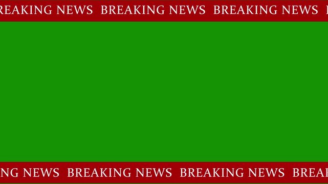 Breaking News Lower Third Animation on Green Screen Background, Breaking News Banner Green Screen Animation, News Alert LowerThird Chroma Key Overlay, Broadcast Breaking News Title on Green Background