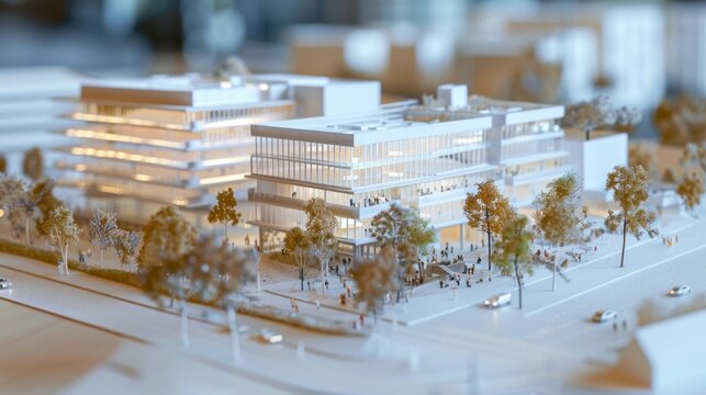 Detailed Commercial Plaza Maquette Visualization