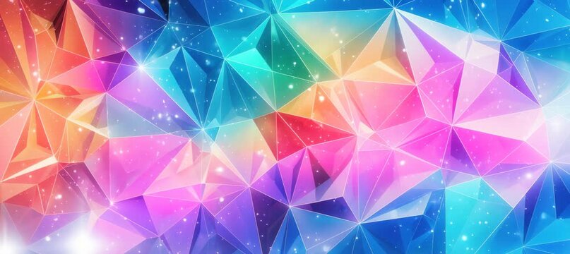 Abstract shiny colorful polygonal geometric background. Generative video AI technology.	

