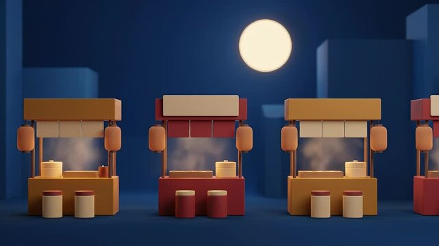 Three parallel retail structures under shifting light illustrating balanced market competition and strategic positioning.