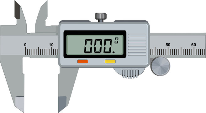 Digital vernier caliper illustration showing precise electronic measurement for engineering, machining, quality control, and industrial inspection applications.