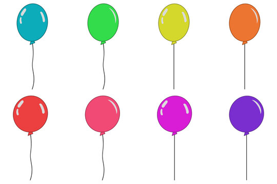 Colorful balloon vector illustration with shape and color variations on transparent background