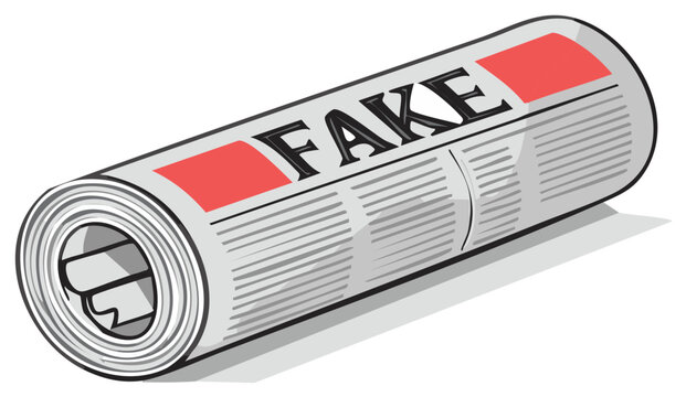 Rolled Newspaper With Fake Headline News Illustration Spreading Misinformation