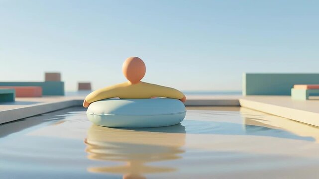 Clean floating moment symbol expressing leisure, serenity, and doing nothing by the pool