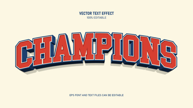 Champions text effect, sport varsity style text effect