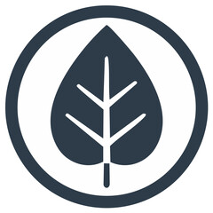 Flat Design Plant Leaf Icon Encircled for Natural, Vegan, and Sustainable Branding