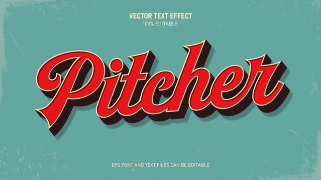 Pitcher text, sport style text effect