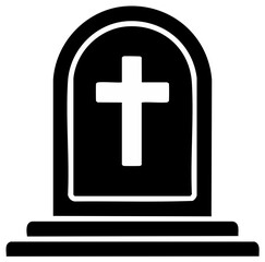 Fototapeta premium Simple gravestone icon with Christian cross symbol