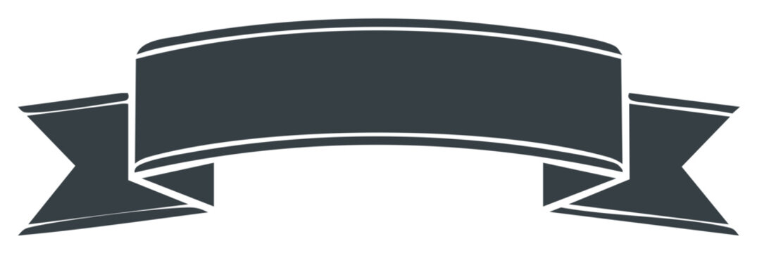 Dark gray banner with white outlines, elegant vector emblem for your message.