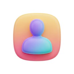A blurry purple human icon on a colorful gradient background