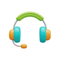 Colorful cartoon headphones with microphone