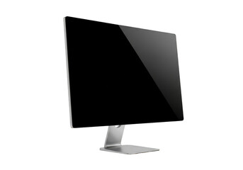 Modern computer monitor with sleek design and black screen isolated on transparent background