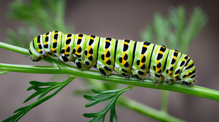 black swallowtail caterpillar on parsley leaf