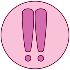 Pink Double Exclamation Mark Vector in a Light Pink Circle, for Emphasis and Expressive Designs