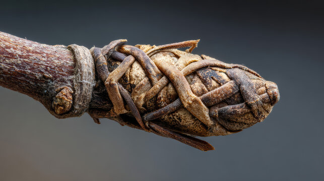close-up of a bagworm moth's case architecture