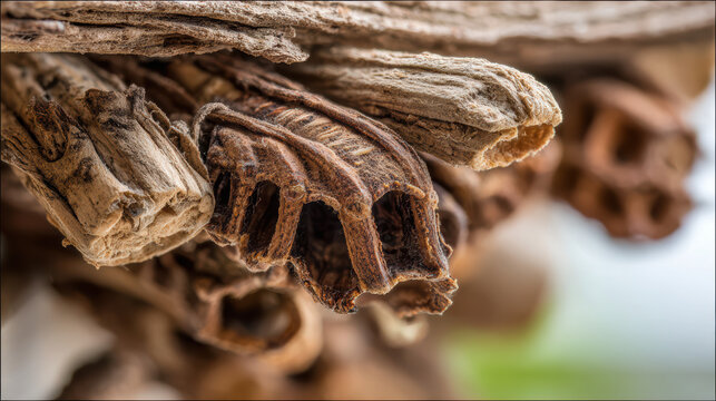 close-up of a bagworm moth's case architecture