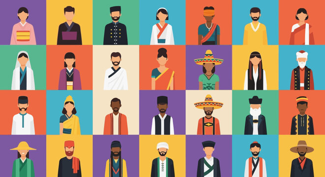 Diverse group of people from different cultures and backgrounds.