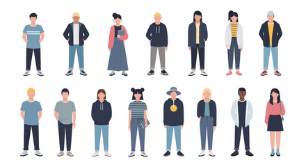 Diverse group of people standing in casual clothing.