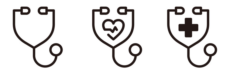 聴診器のアイコン。医療、健康、病院の素材。Stethoscope icon.