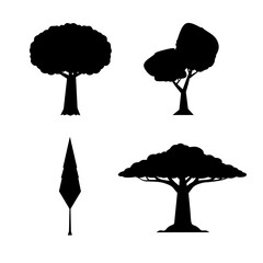 vector tree silhouette  sets 